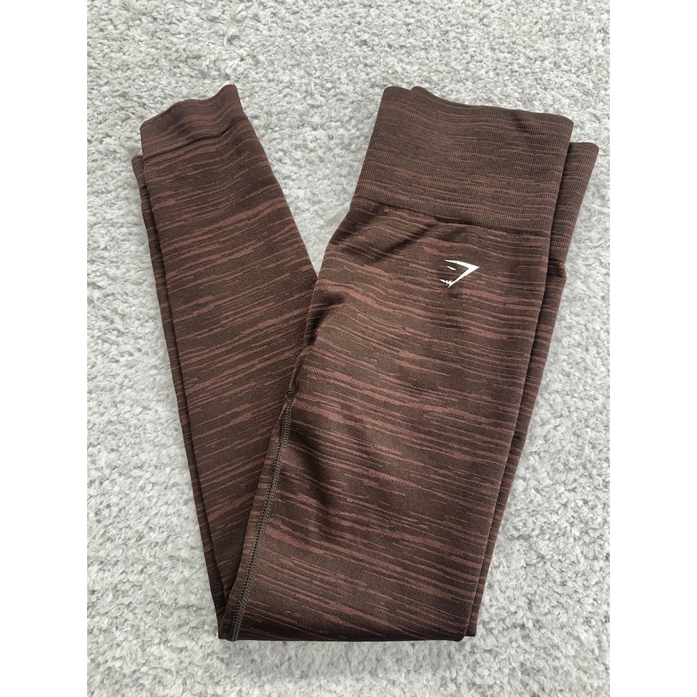 Gymshark Adapt Marl Seamless Small Leggings Maroon Black Color Way Logo Athletic